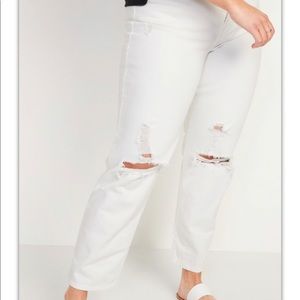 BNWT Old Navy White Button Fly Distressed Jeans 14